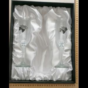 Pezsgőspohár fémcímkével 2 db-os papír dobozzal -