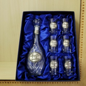 Italos, Pálinkás üveg szett fém címkével papír dobozban